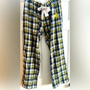 Concepts Sport Michigan Blue Yellow Plaid Ribbon Drawstring Unisex PJ Pants XL